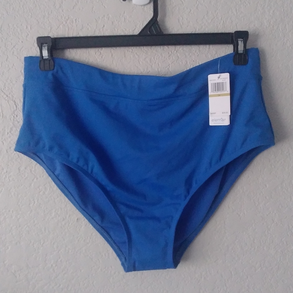 Swim Tummy Control Bikini Suit Womens 14 Bottom French Blue Brief New NWT